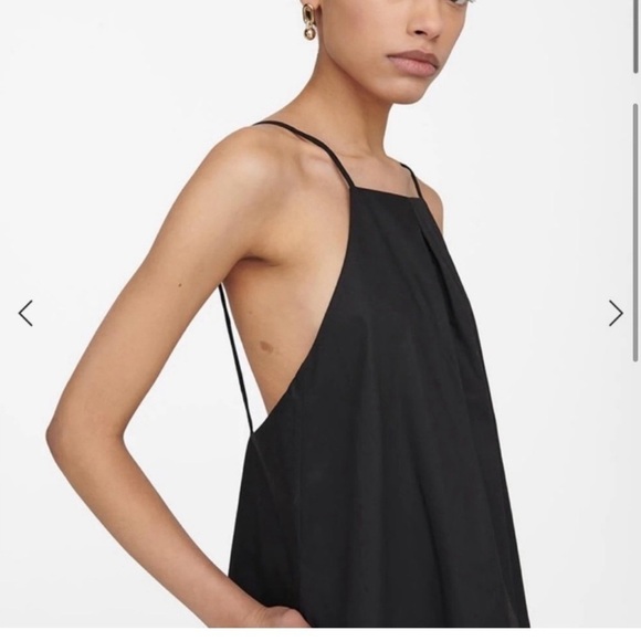 ANINE BING Bree Halter Neck Black Cotton Midi Dress Large Low Back - Picture 2 of 10